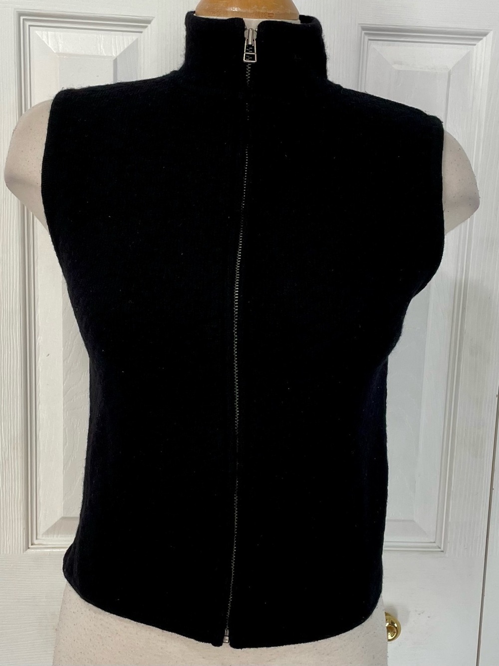 Woolrich Black Boiled Wool Sleeveless Mock Neck Zip up Vest